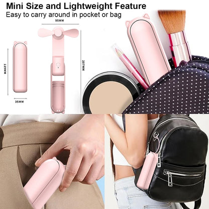 Pocket Makeup Fan – Foldable & Rechargeable