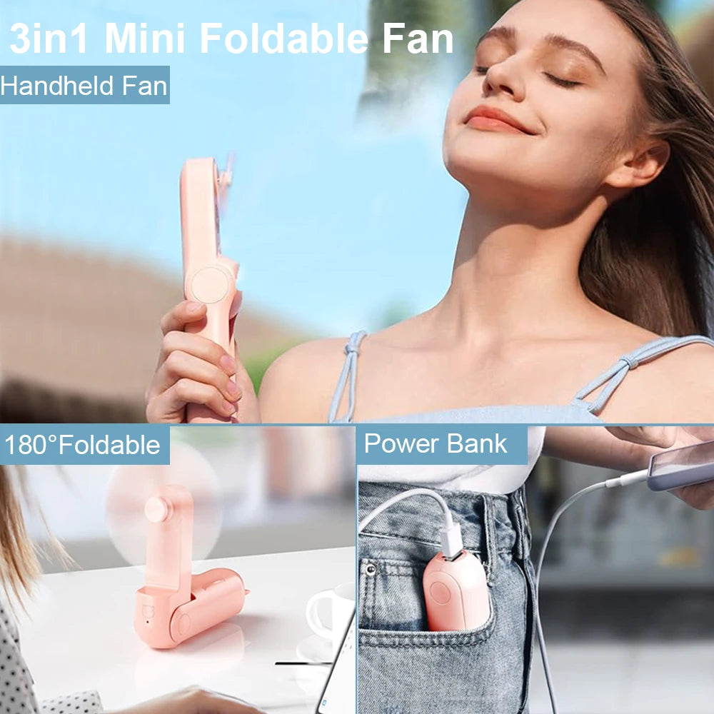 Pocket Makeup Fan – Foldable & Rechargeable